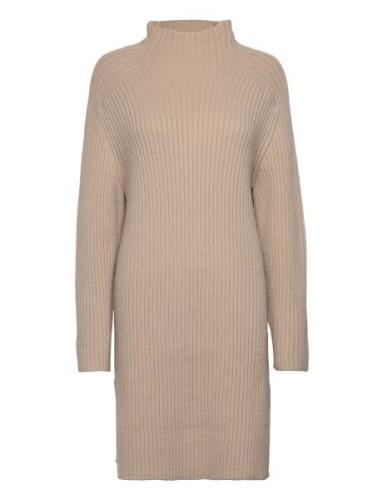 Kathora Knit Dress Polvipituinen Mekko Beige Kaffe