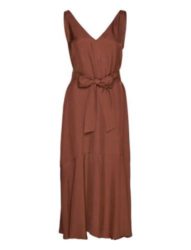 Long Midi Length Strap Dress Polvipituinen Mekko Brown IVY OAK