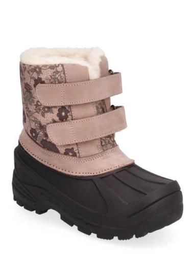 Thy Thermo Pac Boot Print Talvikengät Tarroilla Pink Wheat