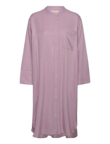 Flora Shirtdress Twill Polvipituinen Mekko Pink Moshi Moshi Mind