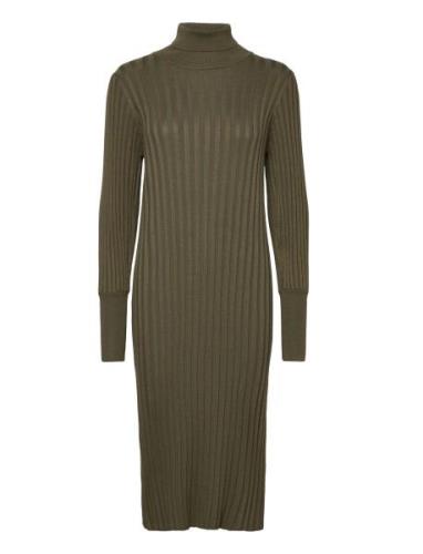 Srfelina Rollneck Dress Knit Polvipituinen Mekko Green Soft Rebels