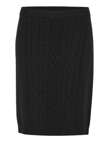 Crdela Knit Skirt Polvipituinen Hame Black Cream