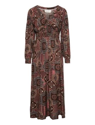 Crbilba Dress - Zally Fit Polvipituinen Mekko Brown Cream