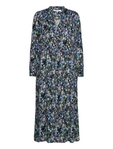 Srember Midi Dress Polvipituinen Mekko Navy Soft Rebels