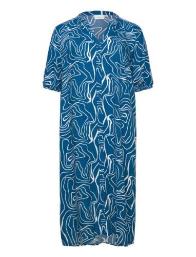 Cardes Allie S/S Calf Dress Aop Polvipituinen Mekko Blue ONLY Carmakom...