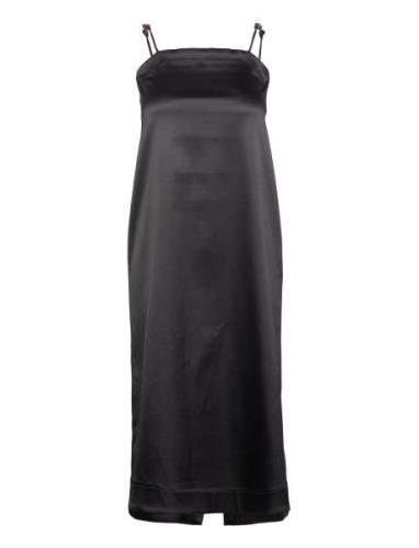 Double Satin Maxi Skirt Polvipituinen Mekko Black Ganni