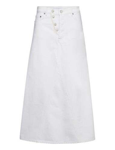 White Denim Double Fly Maxi Skirt Pitkä Hame White Ganni