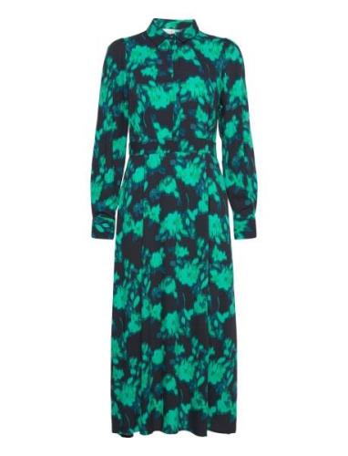 Yasflair Ls Long Shirt Dress S. Polvipituinen Mekko Green YAS