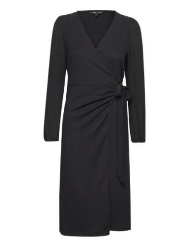 Onlmerle L/S Wrap Midi Dress Jrs Polvipituinen Mekko Black ONLY