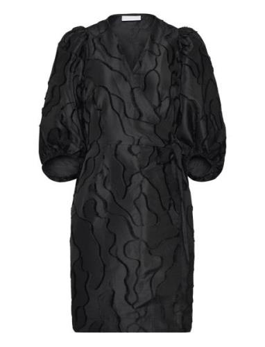 Wrap Dress With Balloon Sleeves Polvipituinen Mekko Black Coster Copen...