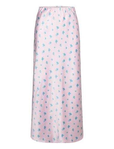 Satin Maxi Skirt Pitkä Hame Pink Gina Tricot