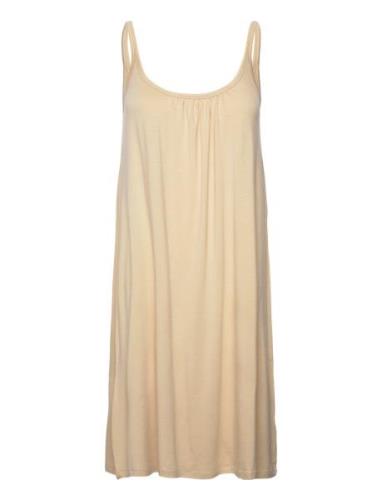 Jo Strap Dress Polvipituinen Mekko Beige Basic Apparel