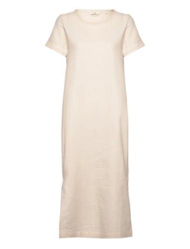 Rebekka Dress G Gots Polvipituinen Mekko Beige Basic Apparel