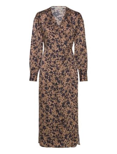 Vincent Wrap Dress Polvipituinen Mekko Brown Second Female