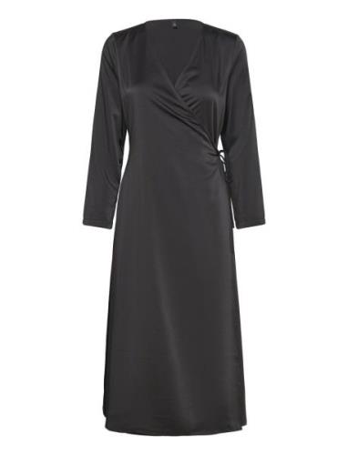 Onlthalia L/S Wrap Midi Dress Bf Ptm Polvipituinen Mekko Black ONLY