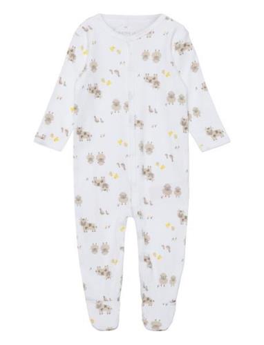 Nbnnightsuit W/F Farm Animals Noos Pyjama Sie Jumpsuit Haalari White N...