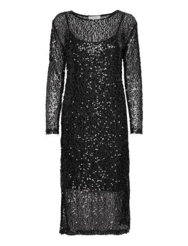 Msmera Glitter Midi Dress Polvipituinen Mekko Black Minus