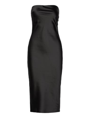 Satin Tube Midi Dress Polvipituinen Mekko Black Gina Tricot