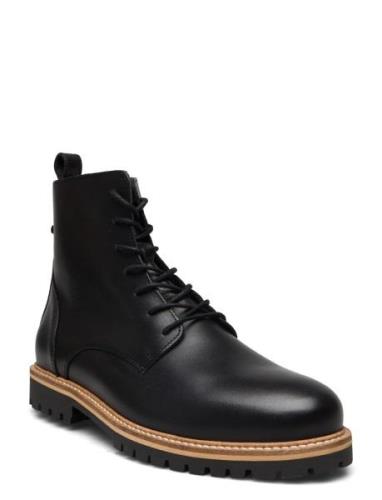 Biasim Lace Up Boot Leather Nyörisaappaat Black Bianco