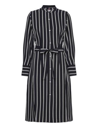 Argyle Stripe Midi Shirt Dress Polvipituinen Mekko Black Tommy Hilfige...