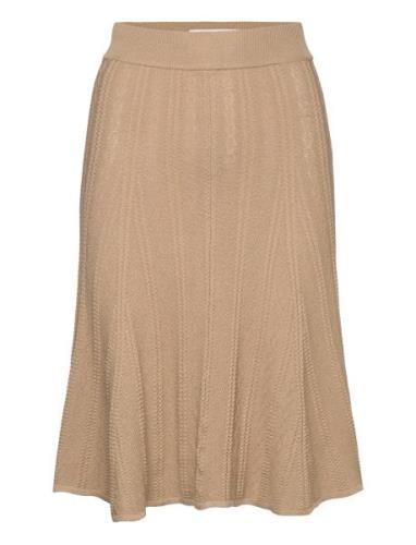 Knit Flared Mini Skirt Polvipituinen Hame Beige REMAIN Birger Christen...