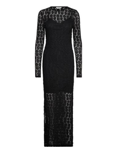 Vmivania Ls O-Neck Ankle Lace Dress Vma Maksimekko Juhlamekko Black Ve...