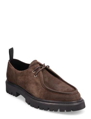 Tatum Suede Moc Toe Shoe Desert-kengät Nauhakengät Brown Les Deux