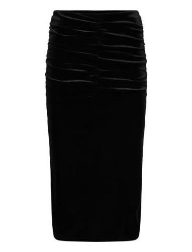 Vivelida Hw Midi Velvet Skirt/Su Polvipituinen Hame Black Vila