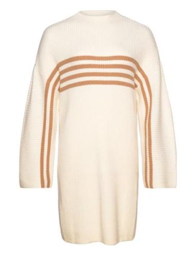 Carkatia Ls Stripe Mockneck Dress Knt Polvipituinen Mekko Cream ONLY C...