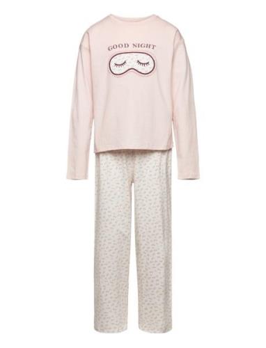 Printed Long Pyjamas Pyjamasetti Pyjama Pink Mango