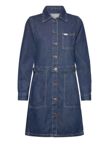 Workwear Dress Polvipituinen Mekko Blue Lee Jeans