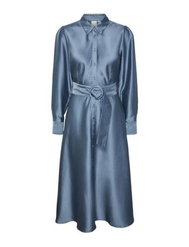 Yasempi Ls Long Shirt Dress Polvipituinen Mekko Blue YAS