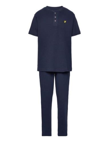 Waffle Lounge Set Pyjamasetti Pyjama Navy Lyle & Scott Junior