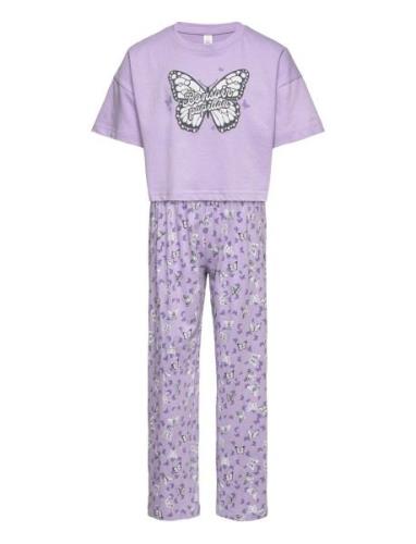 Pajama Boxy T Shirt Cute Swe Pyjamasetti Pyjama Purple Lindex