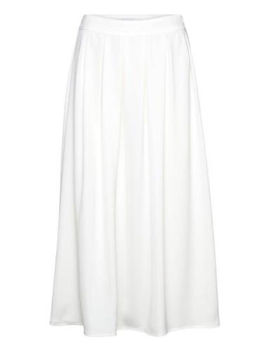 Visalini Midi Skirt/Br/Dc Polvipituinen Hame White Vila