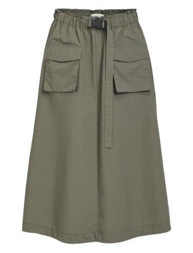 Objbeccy Long Skirt 131 Polvipituinen Hame Khaki Green Object