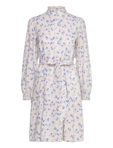 Rina Shirt Dress Flower Polvipituinen Mekko Blue Noella