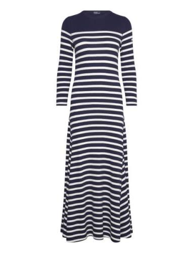 Striped Waffle-Knit Dress Maksimekko Juhlamekko Navy Polo Ralph Lauren