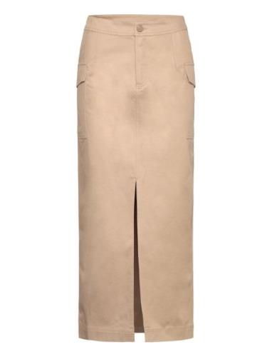 Skirt Selma Polvipituinen Hame Beige Lindex