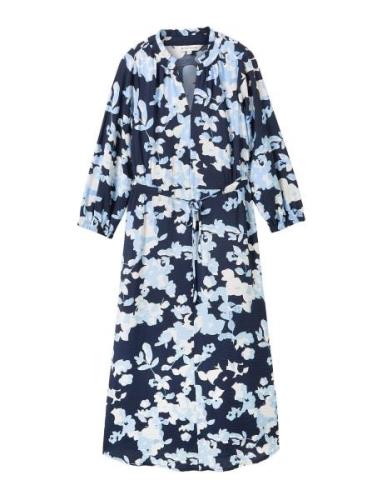 Printed Airblow Dress Polvipituinen Mekko Navy Tom Tailor