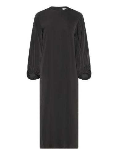 Vendela Satin Dress Polvipituinen Mekko Black Marville Road