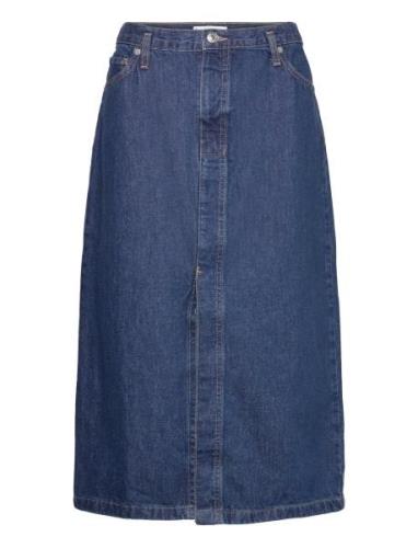 Denim Midi-Skirt Polvipituinen Hame Blue Mango