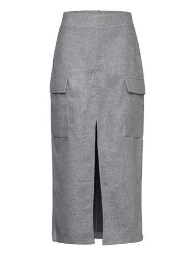 Cargo Skirt With Slit Pitkä Hame Grey Mango