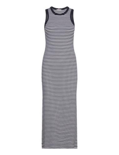 Slim 5X2 Str Rib Midi Dress Ns Polvipituinen Mekko Black Tommy Hilfige...