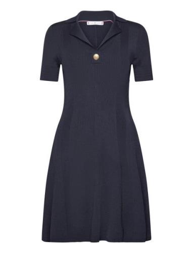 Rib Button F&F Polo Swt Dress Polvipituinen Mekko Blue Tommy Hilfiger