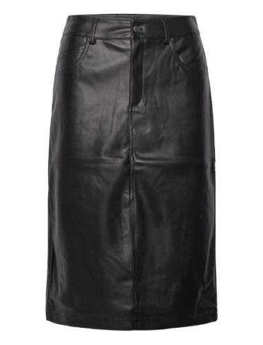 Nmkath Nw Front Slit Midi Skirt Pu Polvipituinen Hame Black NOISY MAY