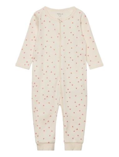 Nbfnightsuit Zip Buttercream Hearts Noos Pyjama Sie Jumpsuit Haalari C...