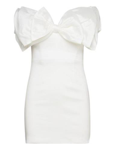 Mini Bow Dress Lyhyt Mekko White Bardot