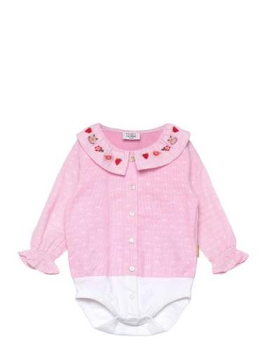 Bernadette - Shirt Bodysuit Pitkähihainen Body Pink Hust & Claire