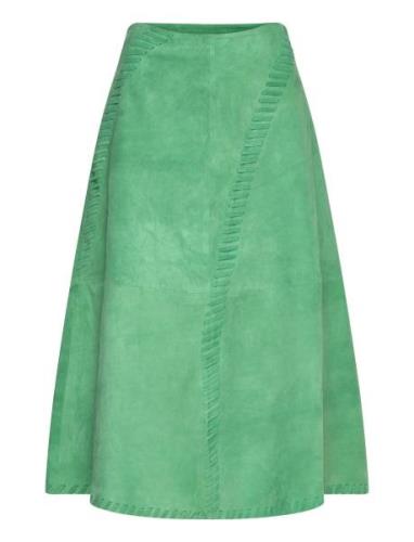 Nalyh Suede Skirt Polvipituinen Hame Green Hosbjerg